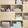 collapsible storage bins fabric in use-min