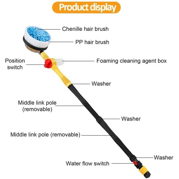 Rotating Car Wash Brush 1Pcs Sturdy Head 9 label brush-min