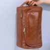 men's leather toiletries bag demo -min